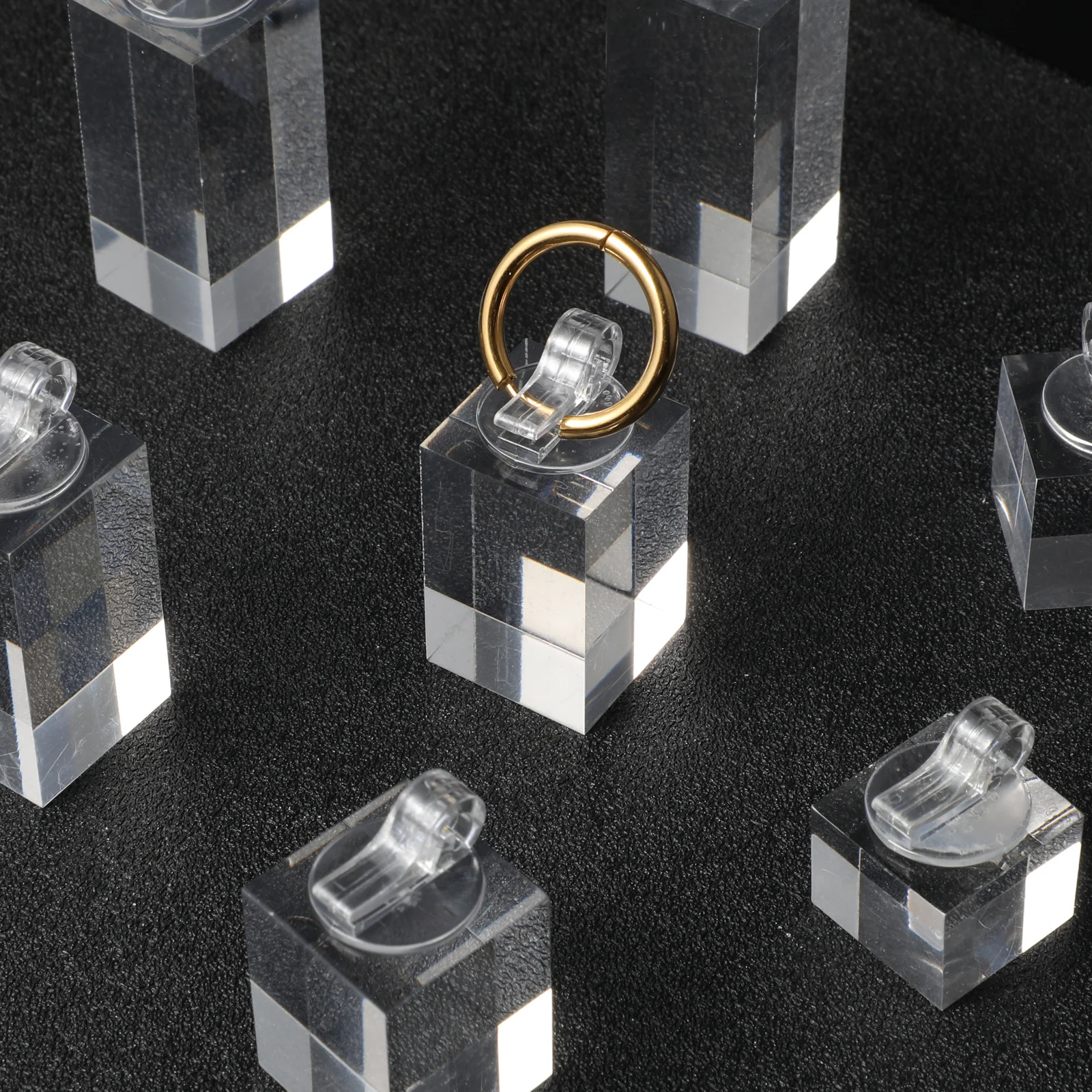 

7pcs Clear Acrylic Ring Display Stand Cuboid Cube Earrings Organizer Transparent Jewelry Showcase Storage Case Holder