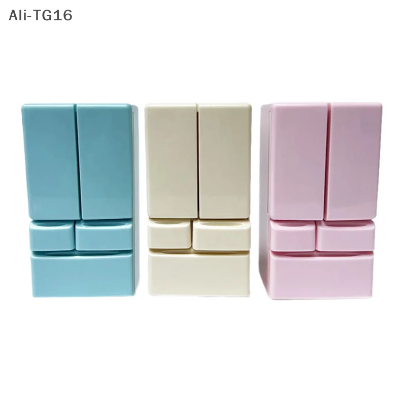 Plastic Miniature Fridge Refrigerator Simulation Mini Double Door Refrigerator Model Craft Furniture Doll House Accessories