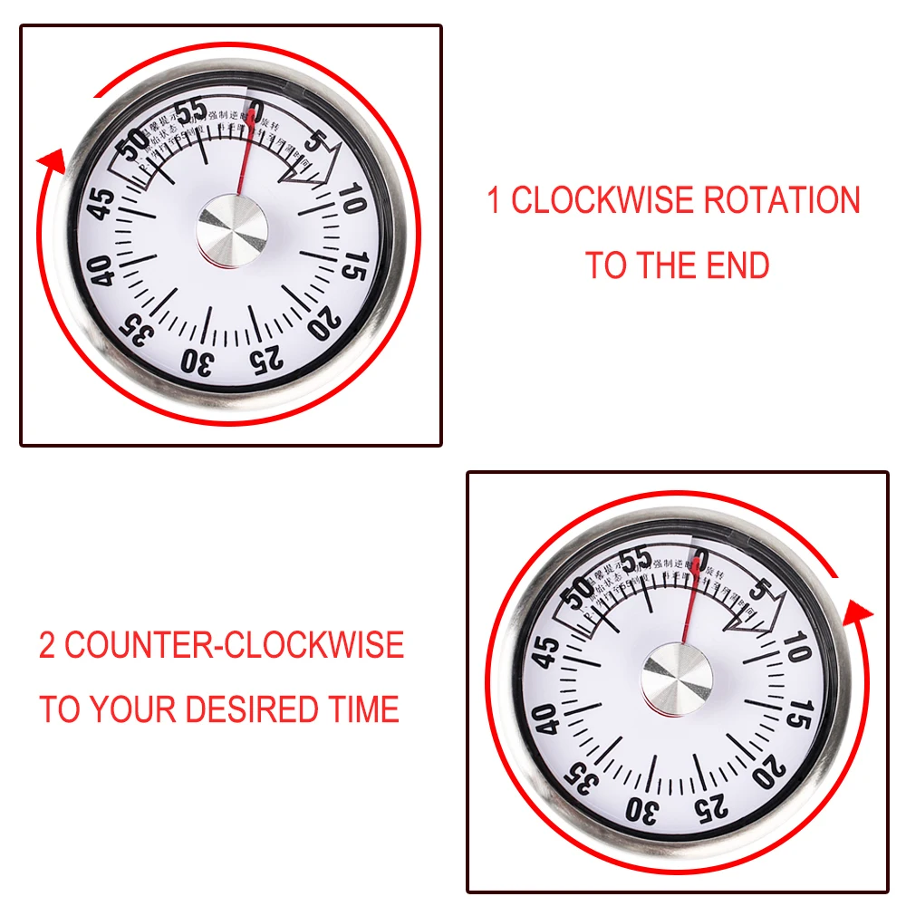 Mechanical Cooking  Timer Countdown Alarm Reminder Time Reminder 60 Minutes Kitchen Timer Novelty Magnet Round Shape