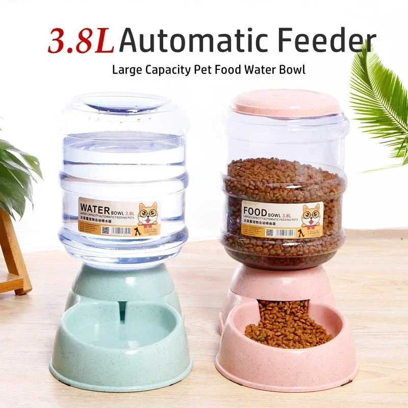 3.8L Dog Automatic Feeders Plastic Water Bottle Cat Bowl Feeding and Drinking Dog Water Dispenser Pet Feeding Bowl Pet Supplies