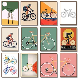 Cyclist Canvas Painting Minimalist Cycling Wall Art Poster Print Bike Modern Pictures for Living Room Decor Bicycle Lover Gift