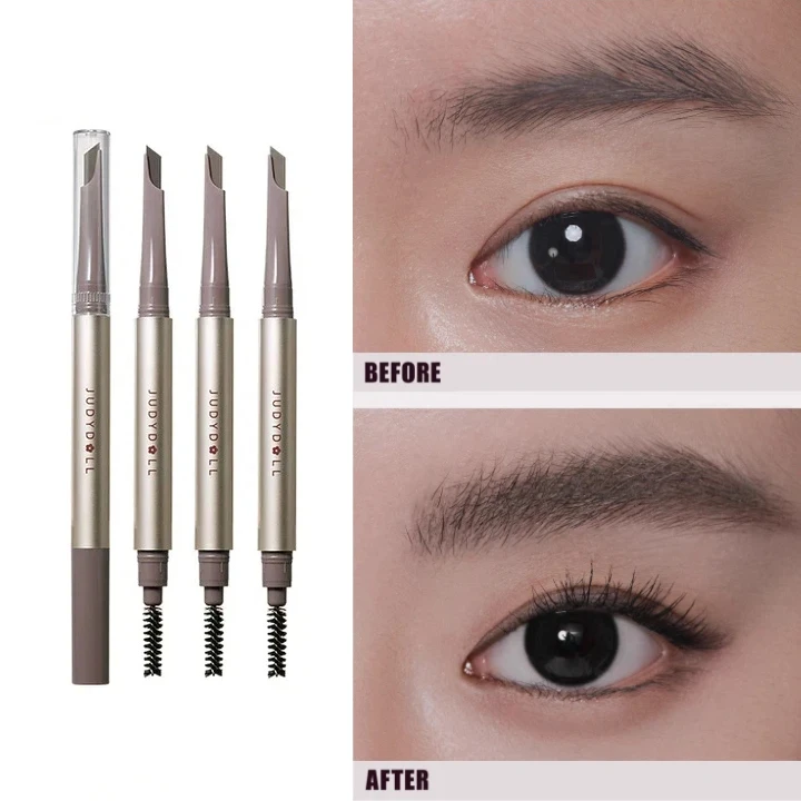 

Двусторонний карандаш для бровей Judydoll с кисточкой для татуажа бровей, водостойкий, стойкий, не размазывается, натуральный, профессиональный макияж для глаз