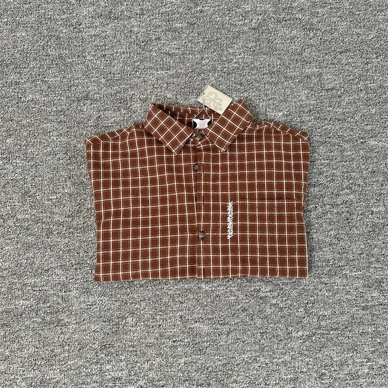 

Коричневые мужские рубашки в клетку Mertra 1:1, высококачественная негабаритная женская рубашка в клетку из чистого хлопка с вышитым логотипом и буквами