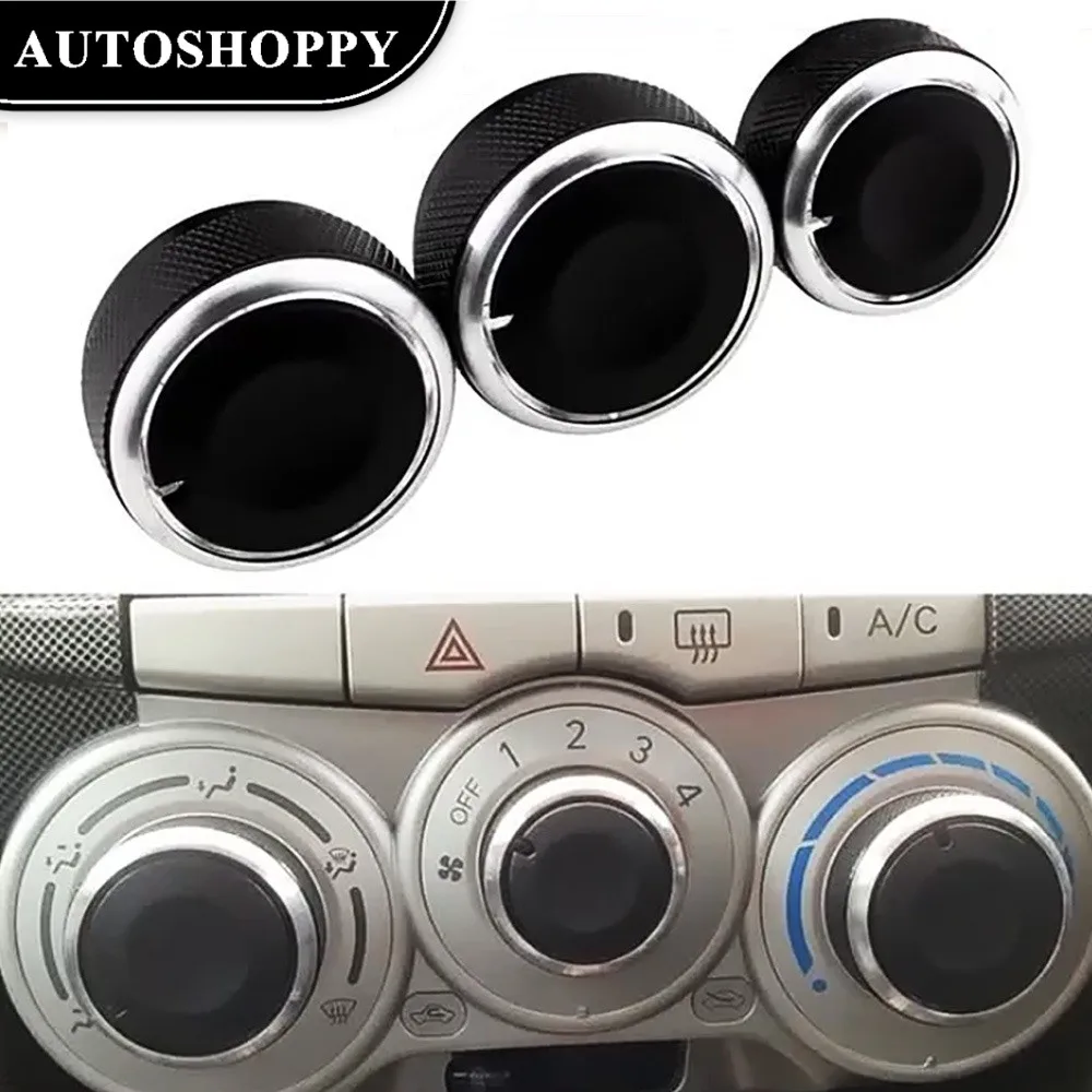 

New Alumnium Alloy 3 Pcsset Car Air Conditioning Knob Cover for Perodua Myvi 1st Generation AC Switch Button Accessories