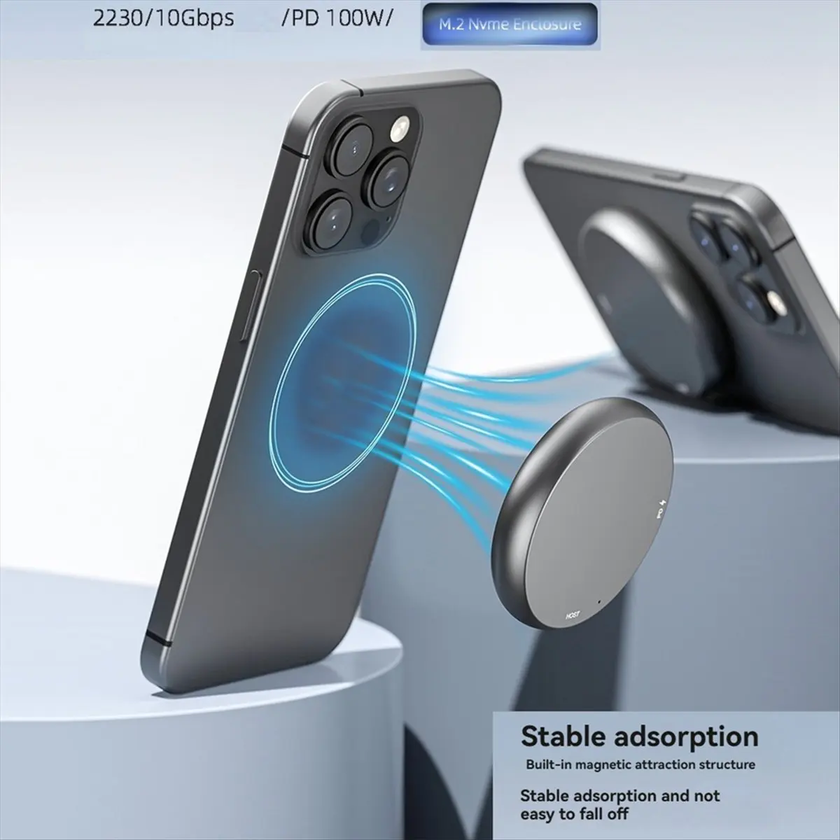 L77A المغناطيسي 2230 M.2 NVMe SSD الضميمة USB3.2 10Gbps صندوق القرص الصلب USB-C حافظة خارجية PD 100 واط شاحن سريع #1