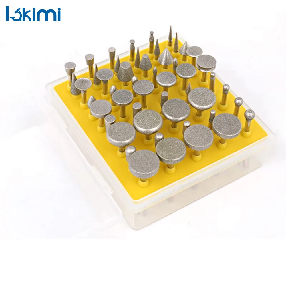 50 Pcs Diamond Grinding Heads Set – Coated Drill Bit Abrasive Burrs, 2.35mm for Polishing Jewelry, Glass, Marble,LAKIMI LK-AA199