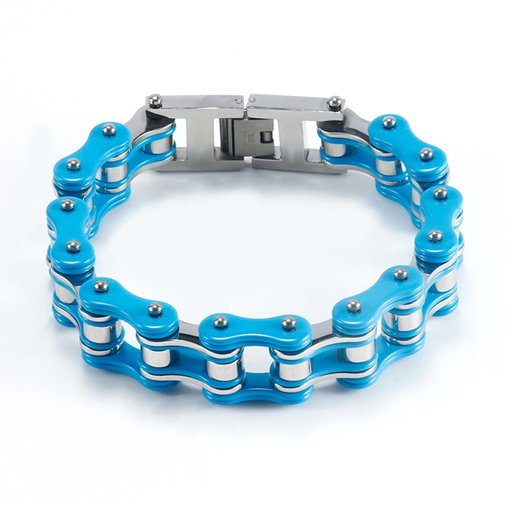 16 مللي متر الثقيلة الشرير الأحمر الأسود دراجة نارية سلسلة سوار الرجال النساء الهيب هوب البرتقال الفولاذ المقاوم للصدأ دراجة السائق أساور مجوهرات