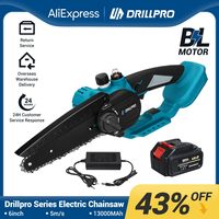 Drillpro 6 Inch 2000R/min Electric Chainsaw with Oil Tank Brushless Variable Speed Woodworking Power Tool for 18V Battery