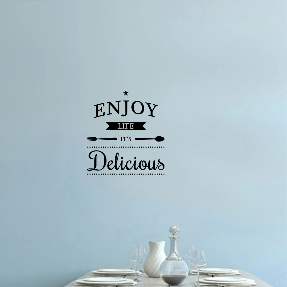 

1 pc enjoy life it's delicious waterproof Wall Sticker Pvc Wall Art Stickers Modern Fashion Wallsticker Art MURAL Drop Shipping