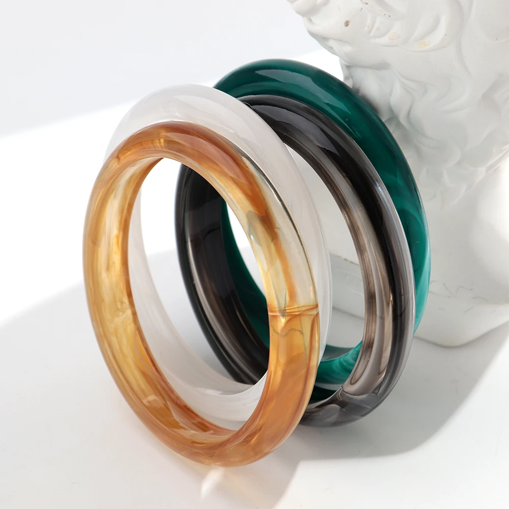 Women's Colorful Thin Round Acrylic Bangles, Boho Style