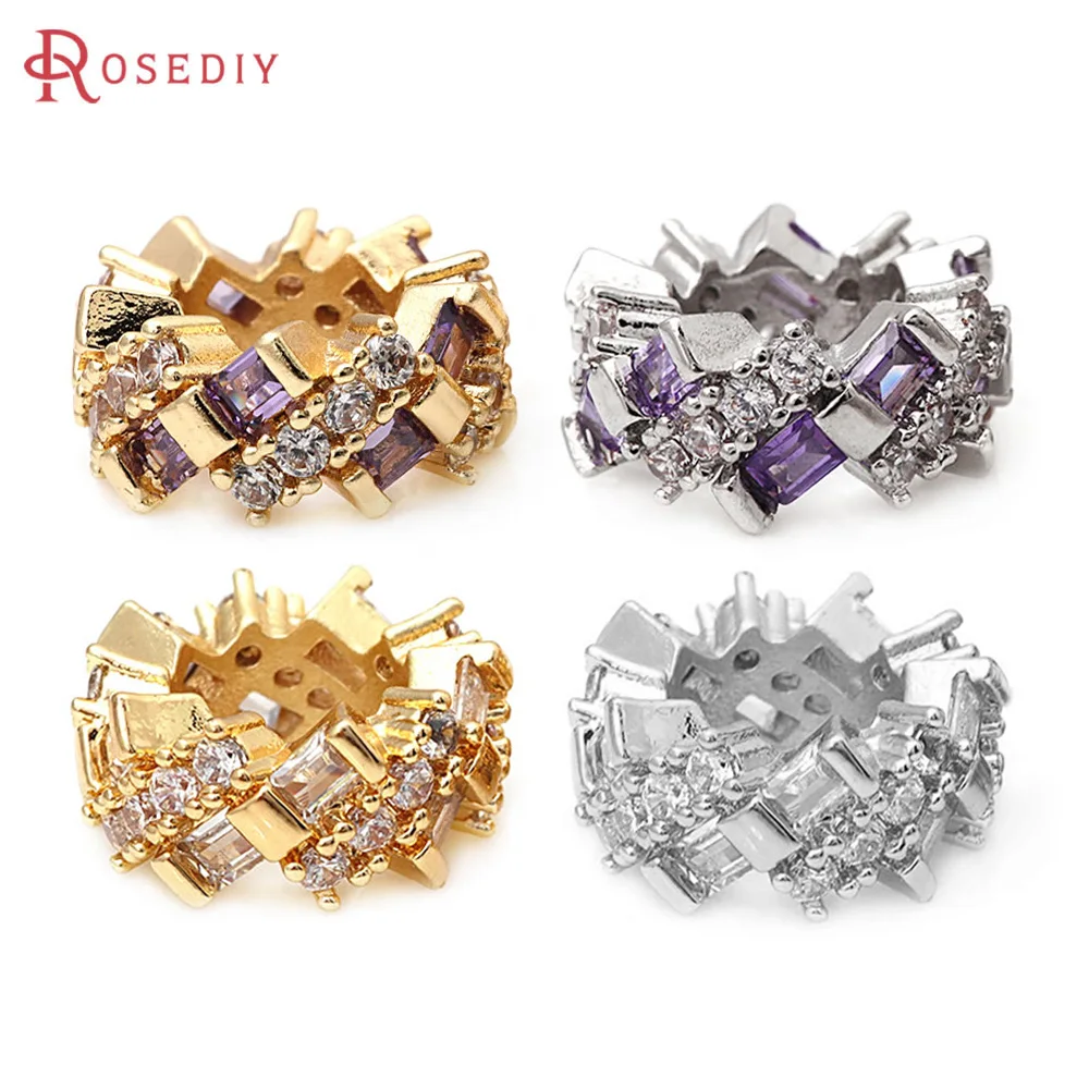 4PCS Brass Zircon Large Hole Spacer Beads Bracelets Beads High Quality Diy Jewelry Accessories Making Rosediy official-website