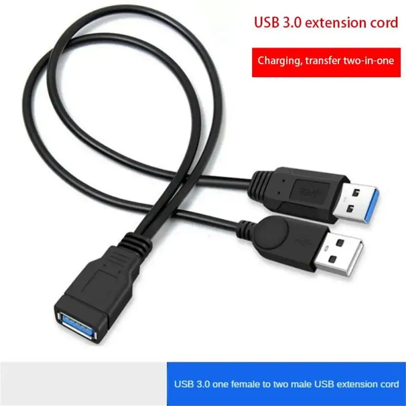 Y computer one point two data power cable Cable USB Double Splitter Cable Female to USB 2.0 Male Power Extension Cable