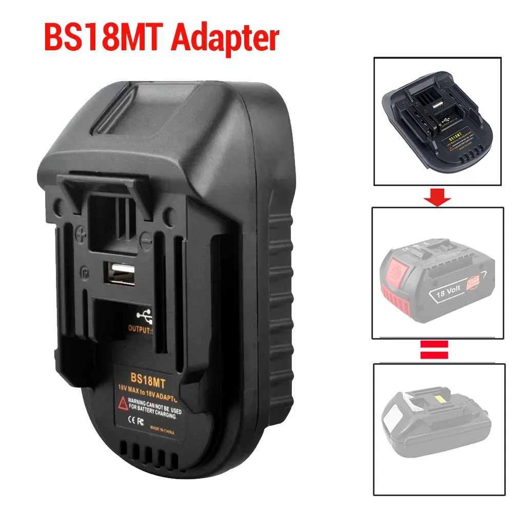 

BS18MT Battery Adapter Converter USB For Bosch 18V BAT619G/620 Batteries Convert To For Makita 18V BL 1860 Lithium Battery