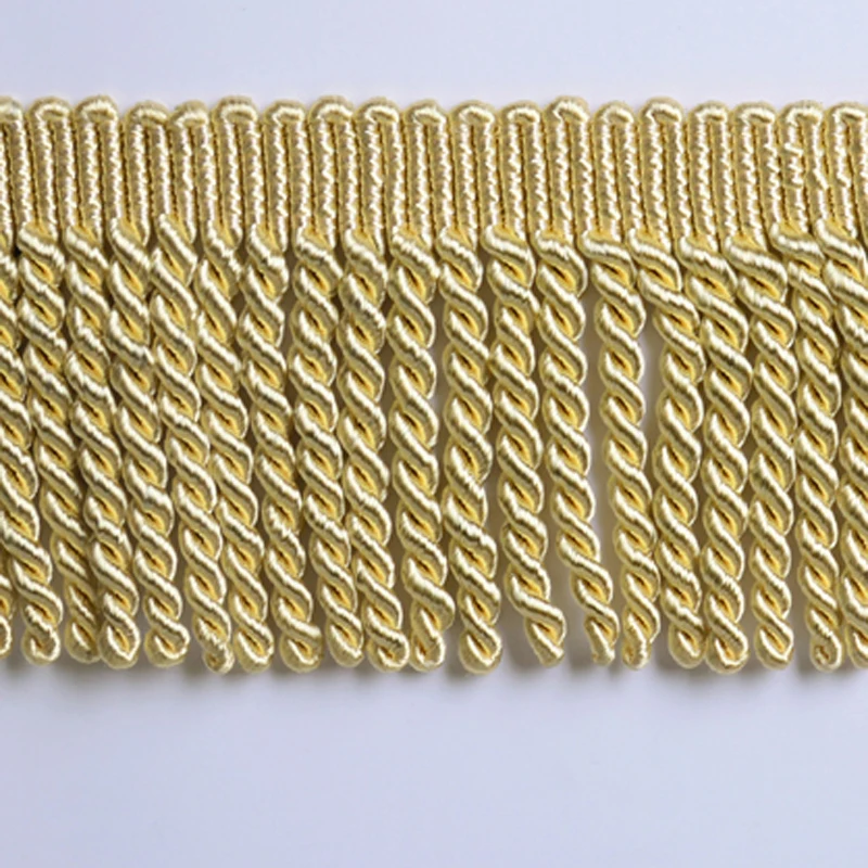 1Yard(91cm) Shiny Gold Color Fringe Tassel Trim Upholstery Curtain Lamp Trimmings 10CM Loop Tassel Rope Lace Fringe