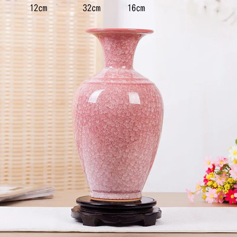 Jingdezhen Ceramic Ware Ice Block Antique Official Kiln Crack Glaze Vase Modern Home Decoration Living Room Flower Vase ZF518