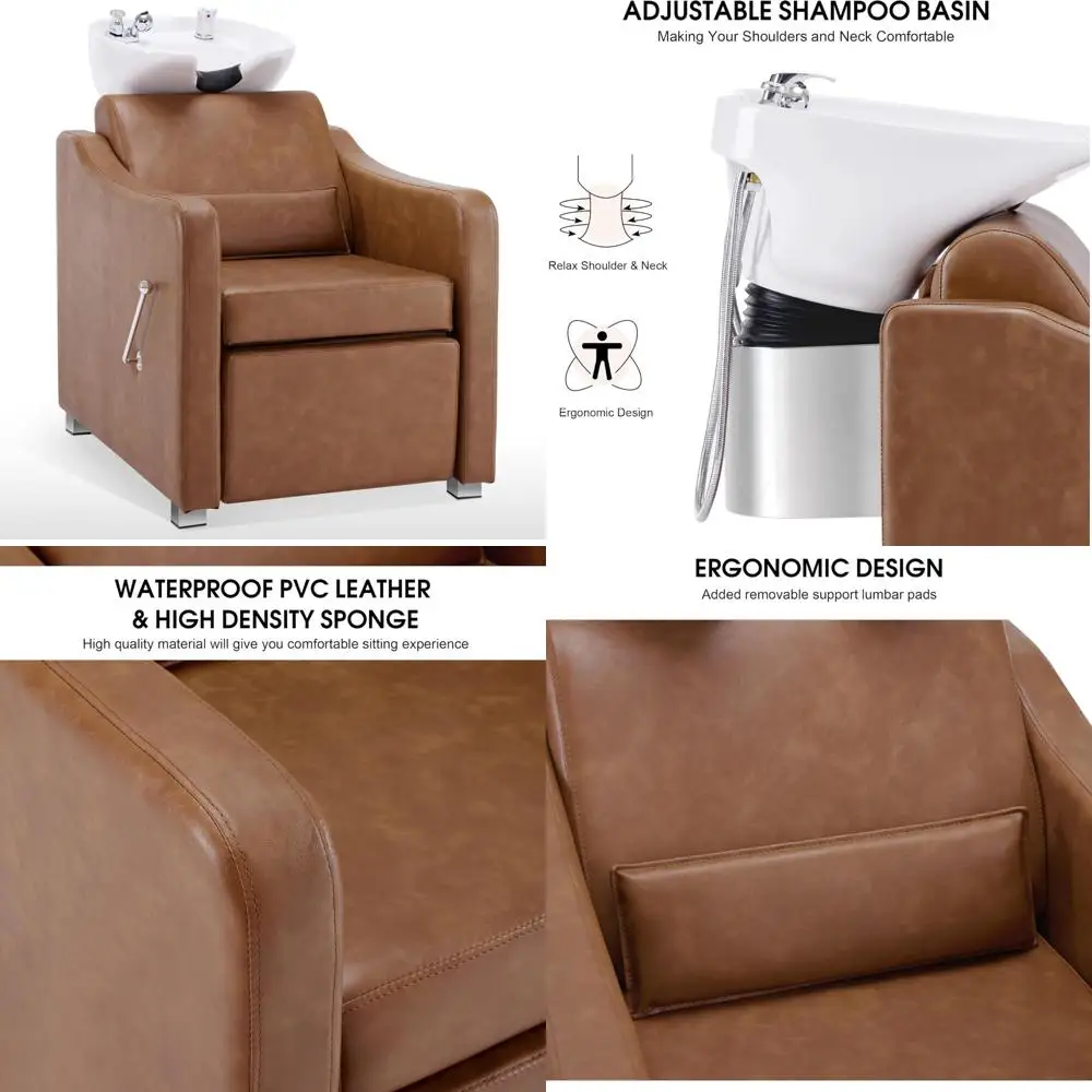 

Adjustable Ceramic Hair Wash Station with Chair for Barber Shops and Spas