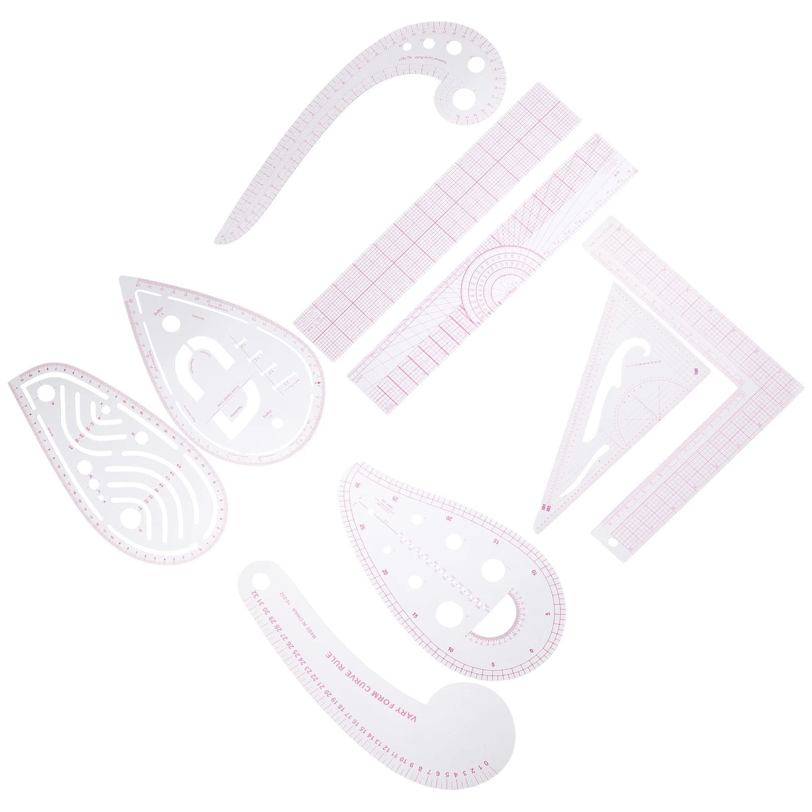 

1 Set Clear Garment Pattern Making Rulers Plastic Sewing Ruler Set Tailor French Curve Rulers Multifunctional Fabric Cutting DIY