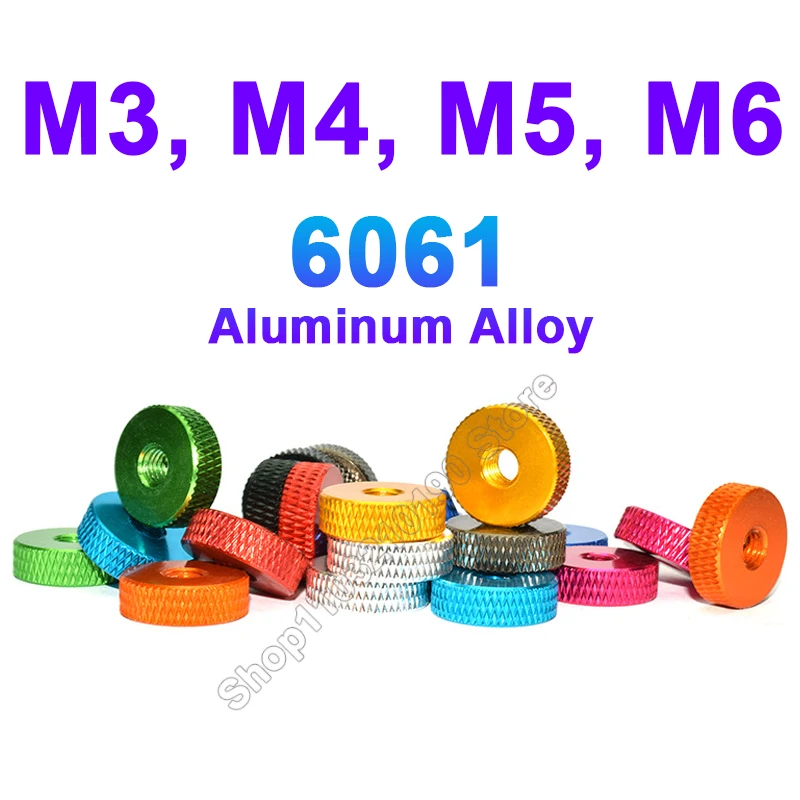 

1-3Pcs M3 M4 M5 M6 Colourful Aluminum Alloy Knurled Thumb Nuts Hand Tighten Thin Nut For Locking Airflame FPV RC Model Toys
