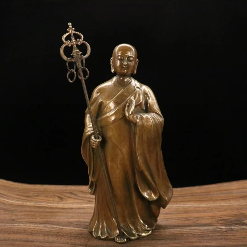 

Brass Ksitigarbha Buddha Statue for Home Worship Ksitigarbha Bodhisattva Standing Ksitigarbha Bodhisattva Bronze Statue Ornament