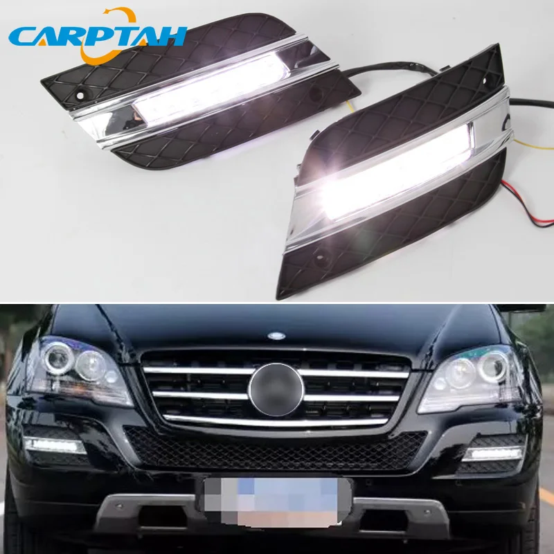 Car LED DRL 12V Daylights For Mercedes Benz ML350 2010 2011 Auto Dimming Daytime Running Lamps Car Foglamp