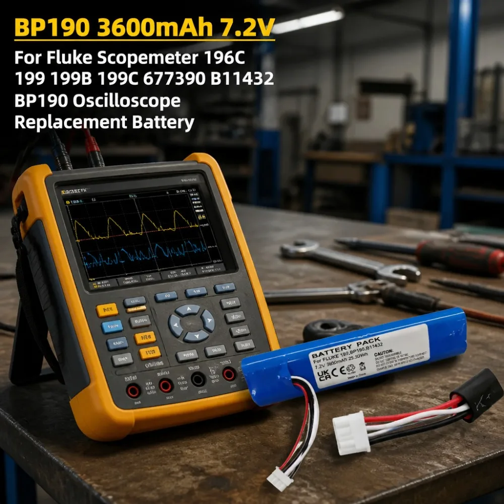 BP190 3600mAh 7.2V Rechargeable Battery Replacement For Fluke Scopemeter 196C 199 199B 199C 677390 B11432 Oscilloscope Battery