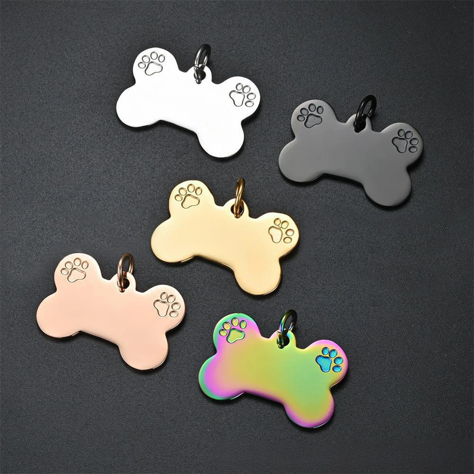 3Pcs Dog ID Tag Stainless Steel Dogs Cat Tags Bone Shape Pet Nameplate Pendant DIY Charm For Jewelry Making Findings Wholesales