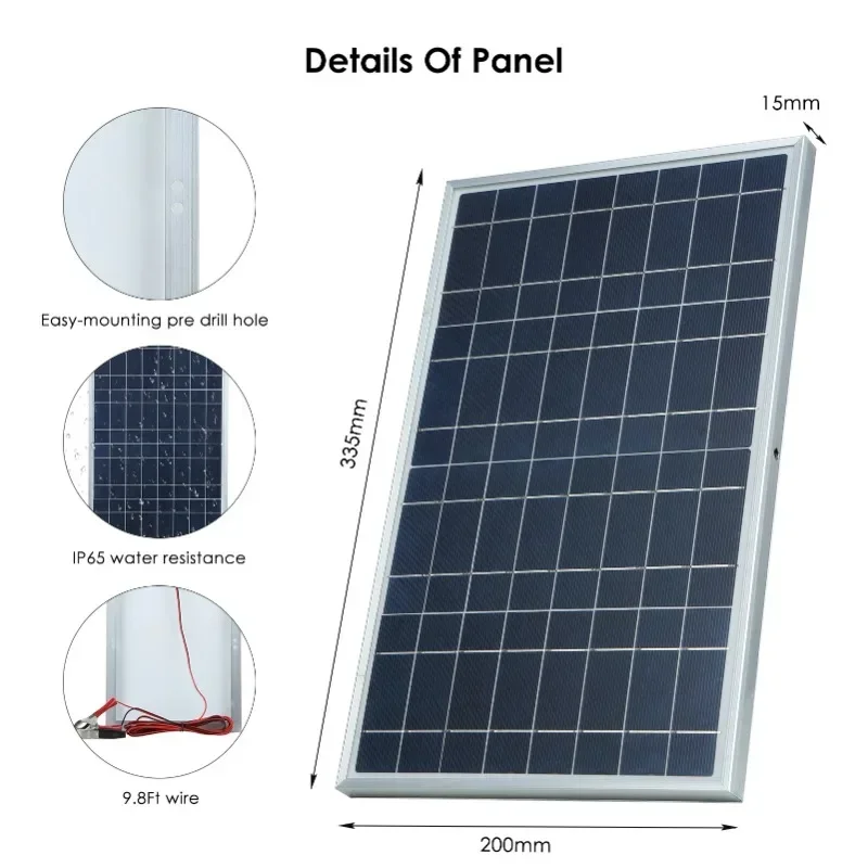 600W Solar cell Photovoltaic Panel Power Bank with Alligator Clip/ IP65 Water Resistance for Solar panel Camping Equipment