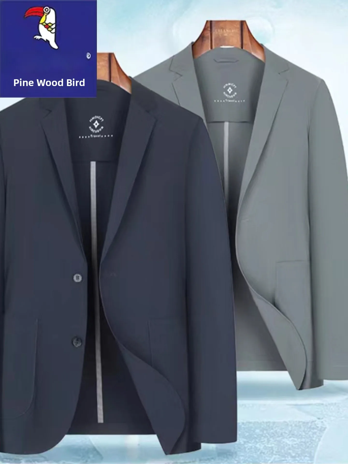 

Lightweight Men's Suit Casual Thin Summer Faion Ci Sle Moisture ng Stand Fit Long Sve Busin Casual