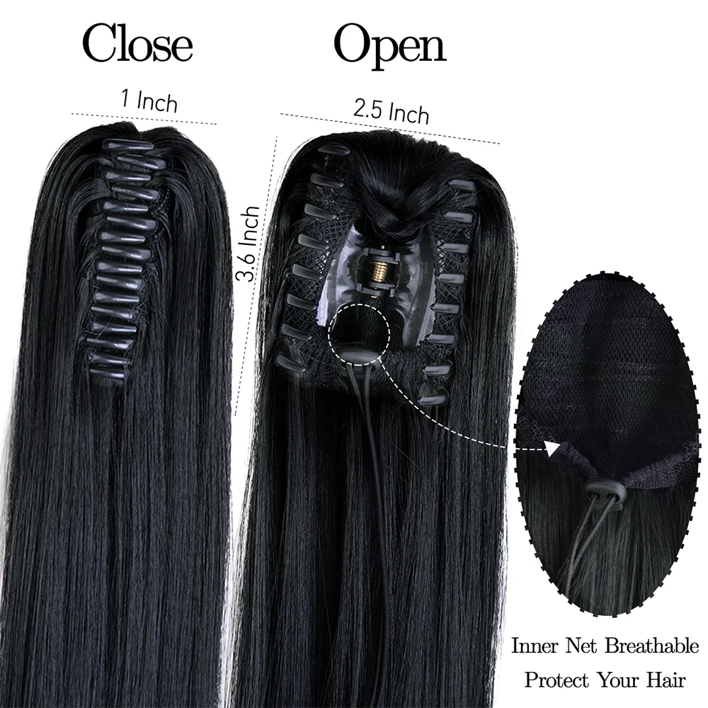 Synthetic Long Straight Claw Clip On Ponytail Hair Extensions 24\