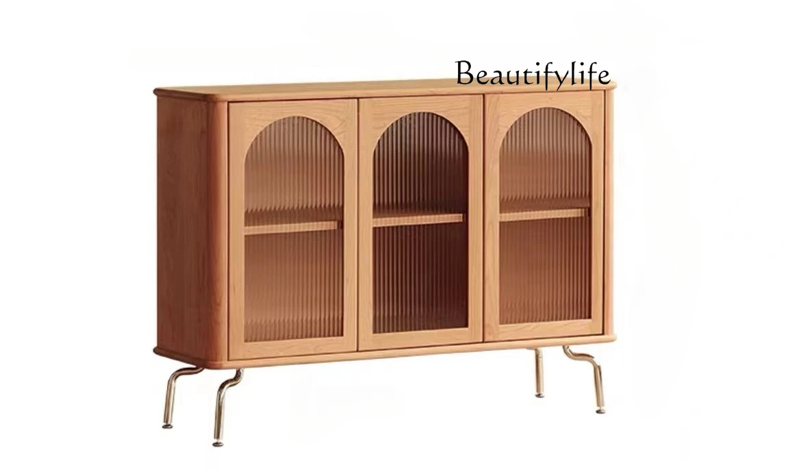 

Solid Wood Sideboard Simple Side Cabinet Living Room Tea Cabinet Changhong Display Cabinet Made of Glass Cherrywood