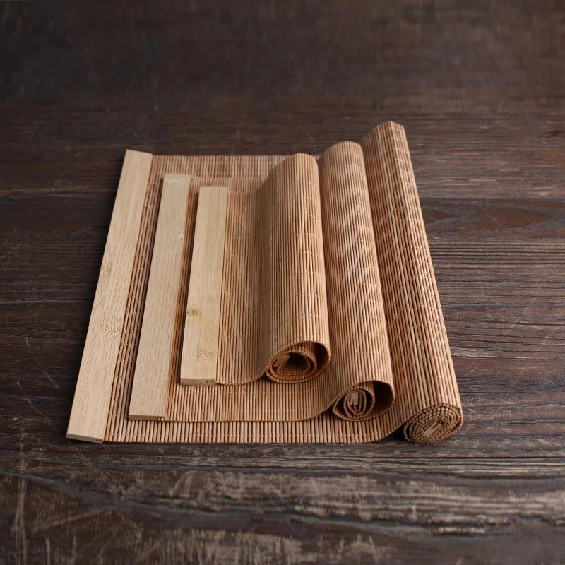 Natural Bamboo Table Runner Placemat Tea Mats Table Cup Pad Placemat Home Decor Teahouse Cafe Restaurant Decoration