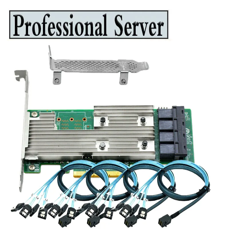 LSI Logic Controller Card 05-25703-00 9305-16i 16 Port SAS 12Gb/s PCI-e 3.0+4pcs SFF-8643 Sata Cable