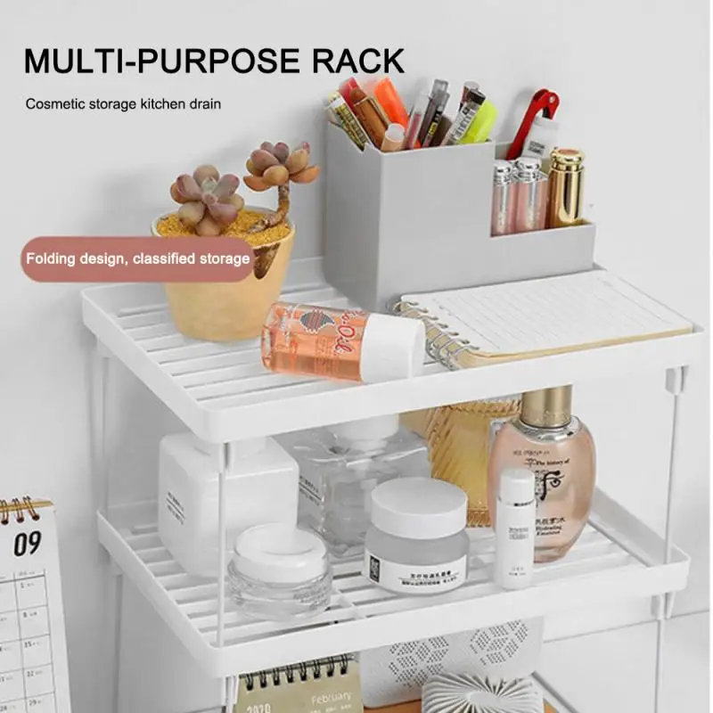 Home Closet Organizer Storage Shelf for Kitchen Rack Cabinet Holder Space Saving Wardrobe Decorative Stackable Foldable Stand