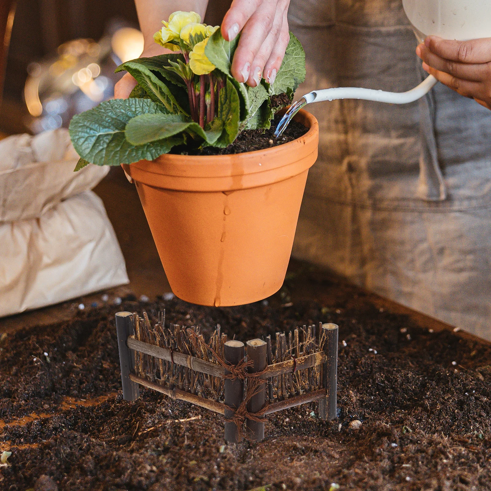 

Miniature Fence Screen 14cm for Garden Bonsai Micro Landscape Fairy Garden Decoration Dollhouse Sushi Plating Fence Toys