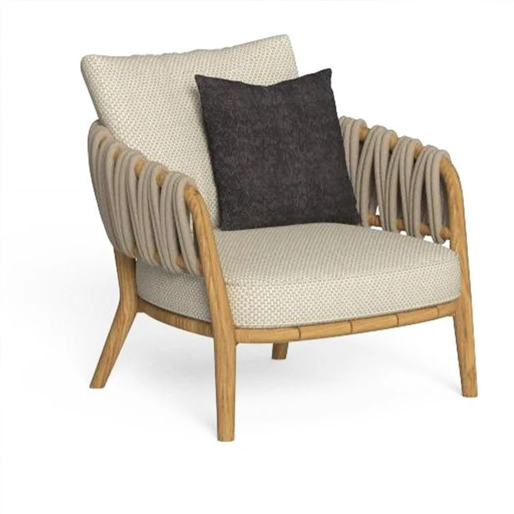 

Nordic outdoor sofa teak courtyard rattan coffee table combination balcony open-air villa garden rattan chair waterproof furnitu