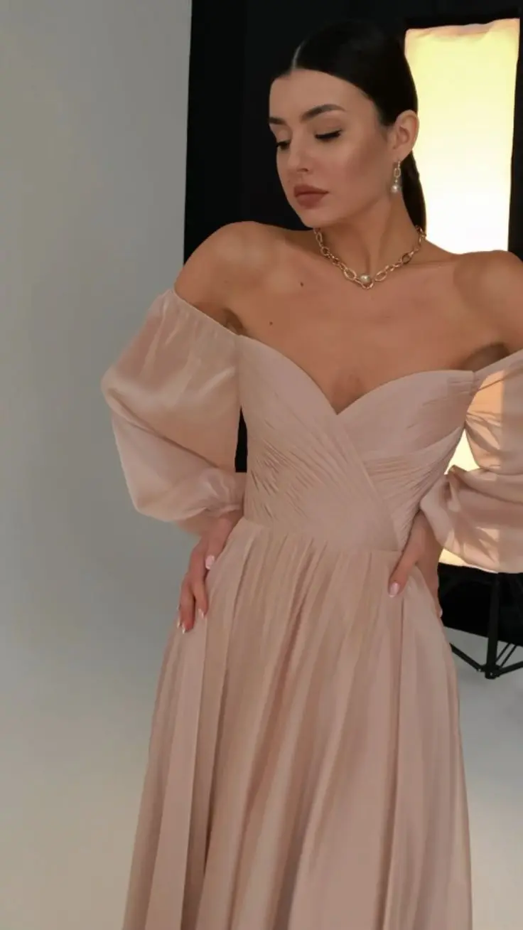

Lovestory Floor Length Prom Dresses Sweetheart Long Sleeves Vestidos De Fiesta Elegantes Para Mujer Overskirts Evening Gown