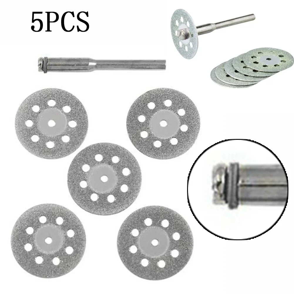 5pc DIAMOND Tipped Vented MINI 22mm CUTTING DICS SET  Rotary Drill Tool Cutting Discs  +Mandrel Tools Kits For Home Diy Tools