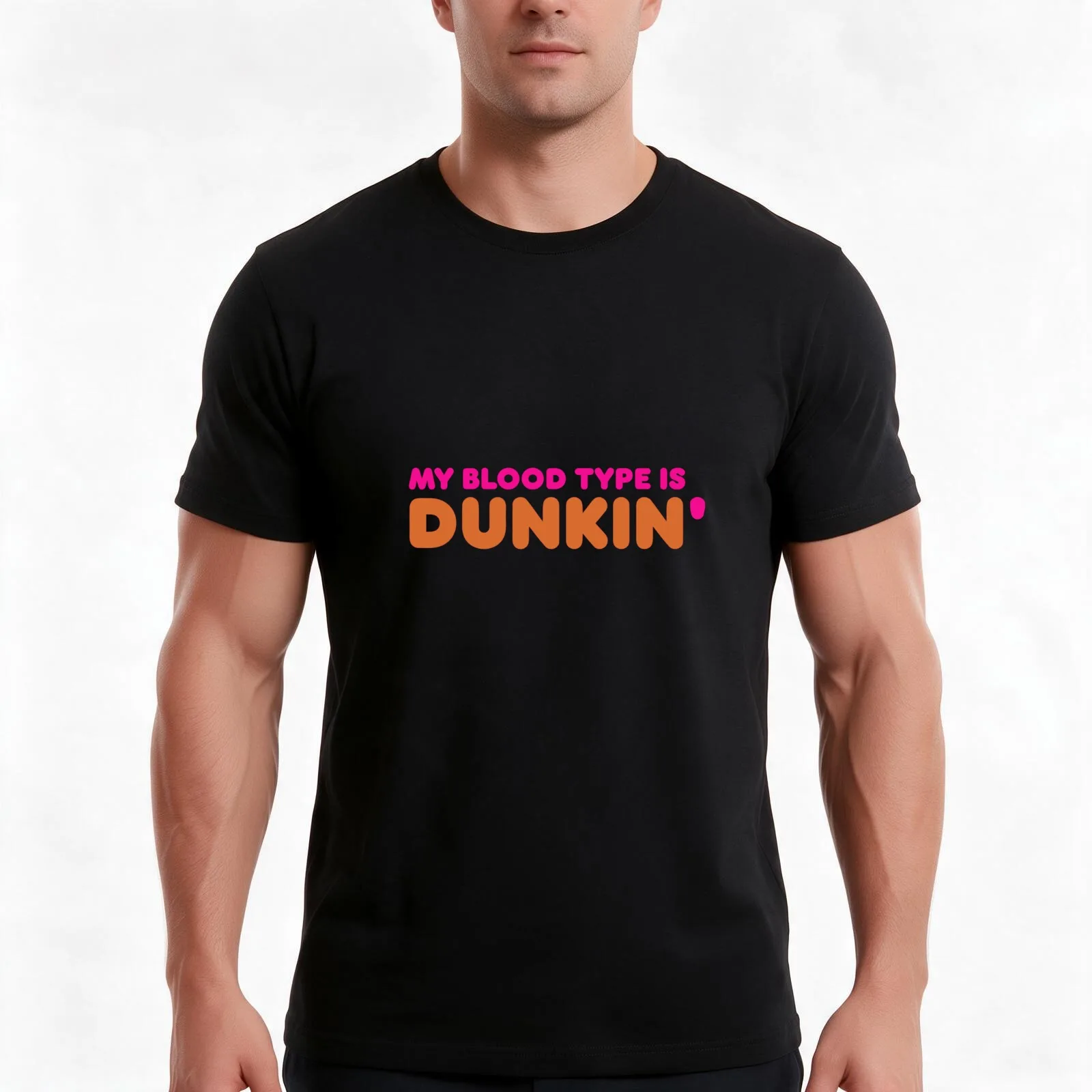 dunkin T-Shirt, Summer Casual Cotton Tee, Oversized Streetwear Tops, Vintage Graphic Print, Loose Fit Short Sleeve, 100% Cotton