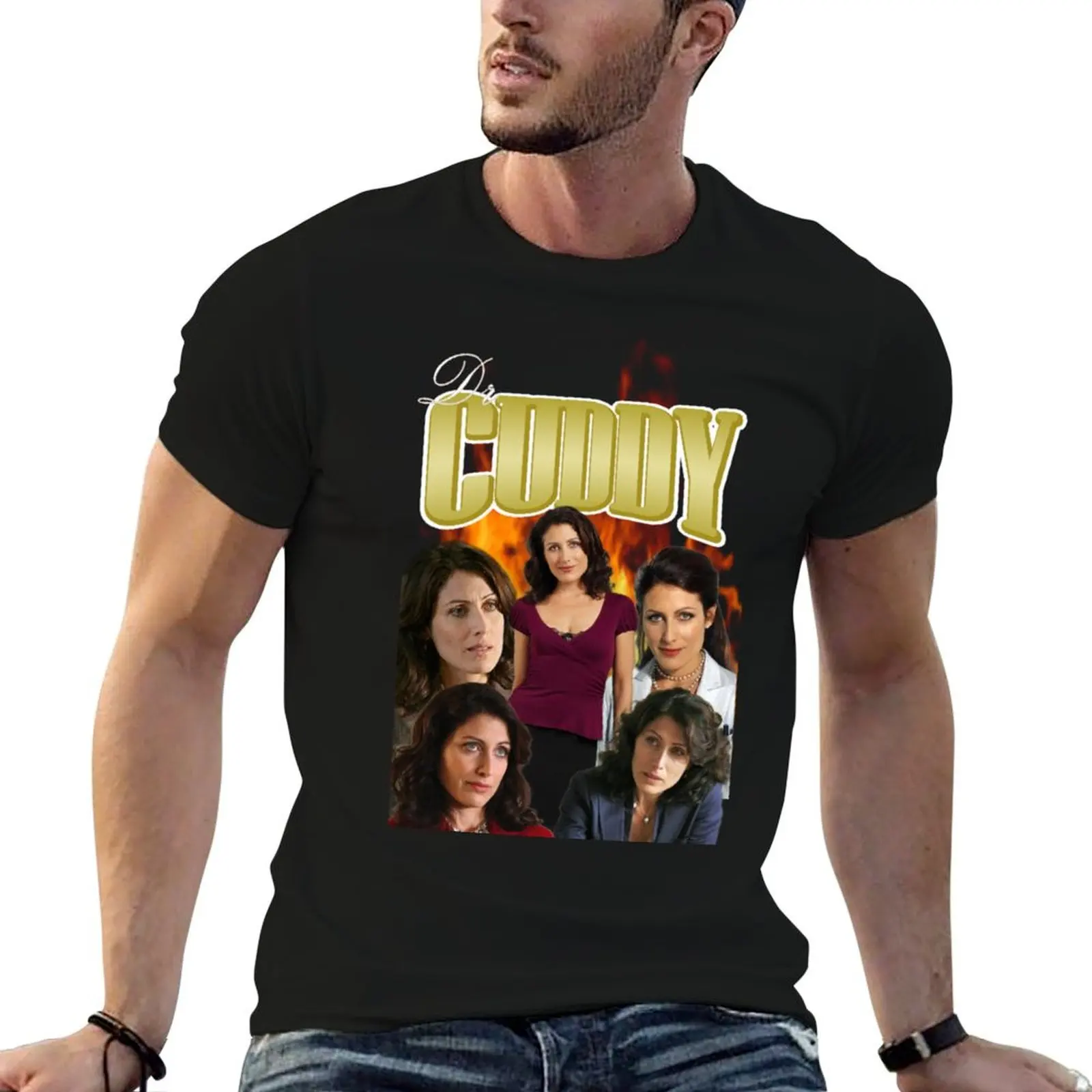 Dr. Cuddy House M.D. Camiseta con diseño de llamas, camisetas de algodón, camisetas divertidas de alta calidad, camisetas de humor oscuro para hombre, camiseta de algodón