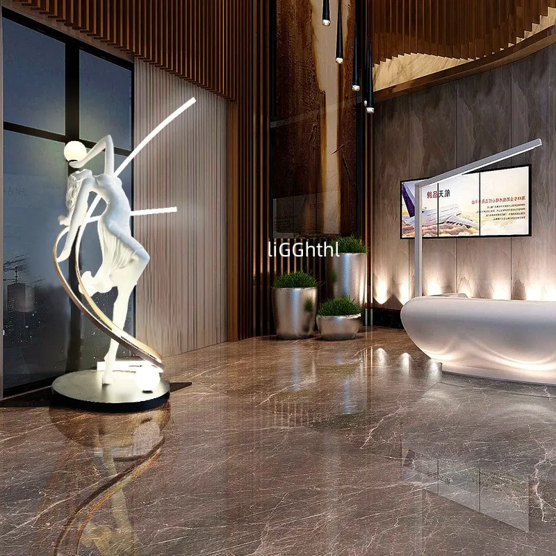 Modern Humanoid Sculpture 3 Color LED Floor Standing Creative Fashion Design Home Decoration Standing Floor Light