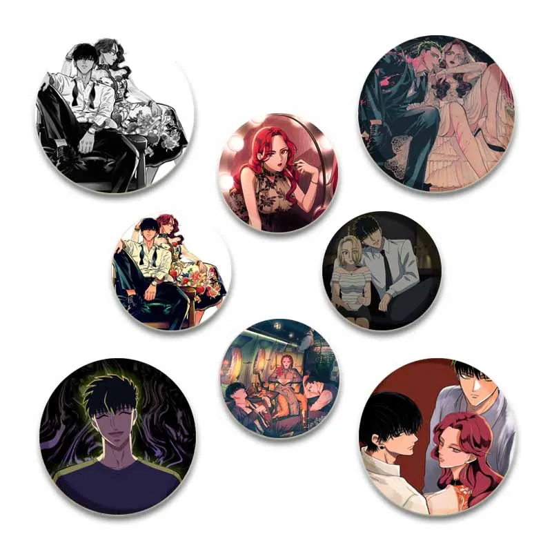 32/44/58mm Anime Yakuza Fiancé Pins Tinplate Badge DIY Cartoon Brooches for Clothes Backpack Decoration Fans Collection Gifts