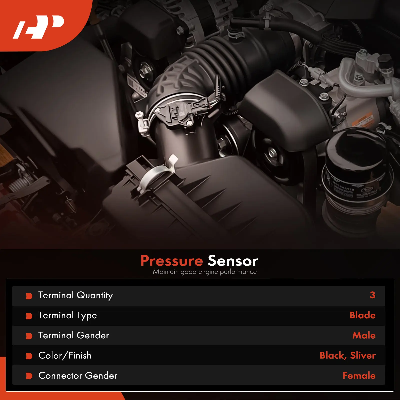 A-Premium Fuel Rail Pressure Sensor with 3-Blade for Mazda CX-7 2007-2009