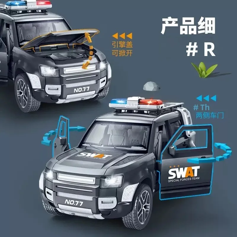 Children's Inertia Police Car Toy with Light And Music Off-Road Vehicle Manual Door Opening Model Kindergarten Gift