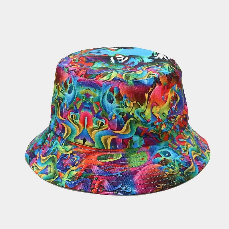 Four Seasons Cotton Flowers Graffiti Print Bucket Hat Fisherman Hat Outdoor Travel Sun Cap Hats for Men and Women 300 view 2