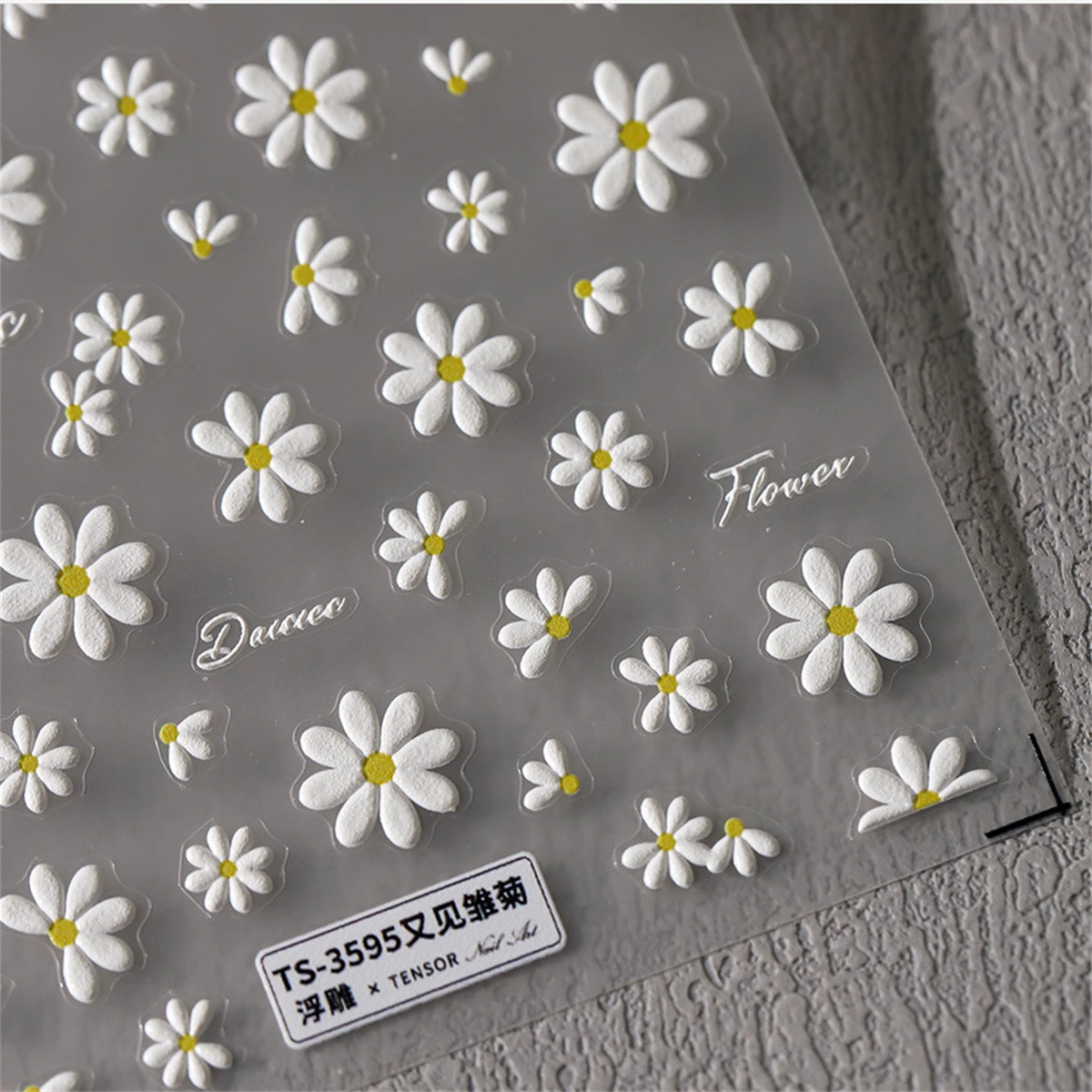 1pcs 5d Nail Art Stickers Summer White Daisy Florals Petals Flowers Adhesive Sliders Nail Decals Decoration Spring Accessories