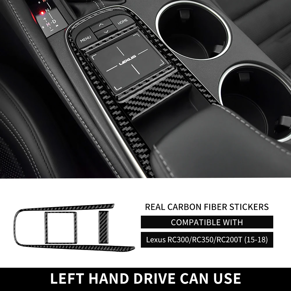 Real Soft Carbon Fiber For Lexus RC RCF RC300 RC300h RC350 RC200T 2015 2016 2017 LHD RHD Gear Navigation Control Sticker
