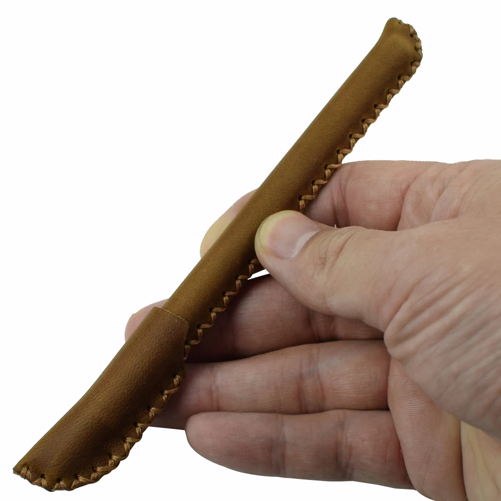 Vintage Style Ballpoint Pen with Real Leather Cover Sleeve Portable Protective Cover Ballpen for Writers & Professionals