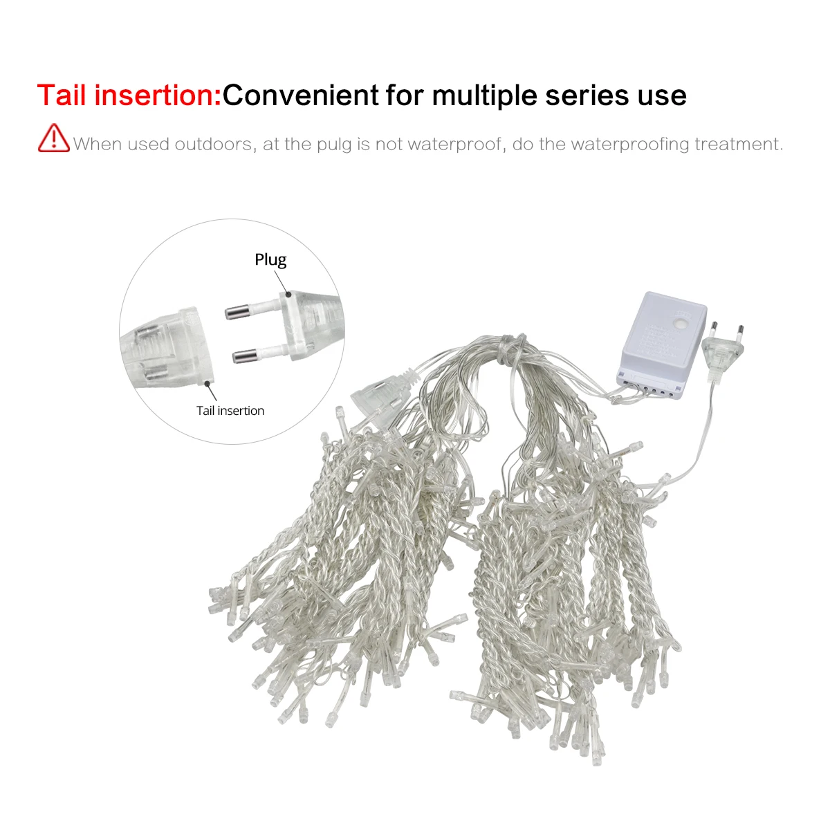 220V EU Plug Curtain Lights Warm White LED String Light Bedroom Window Christmas Decoration Fairy Lights Garland