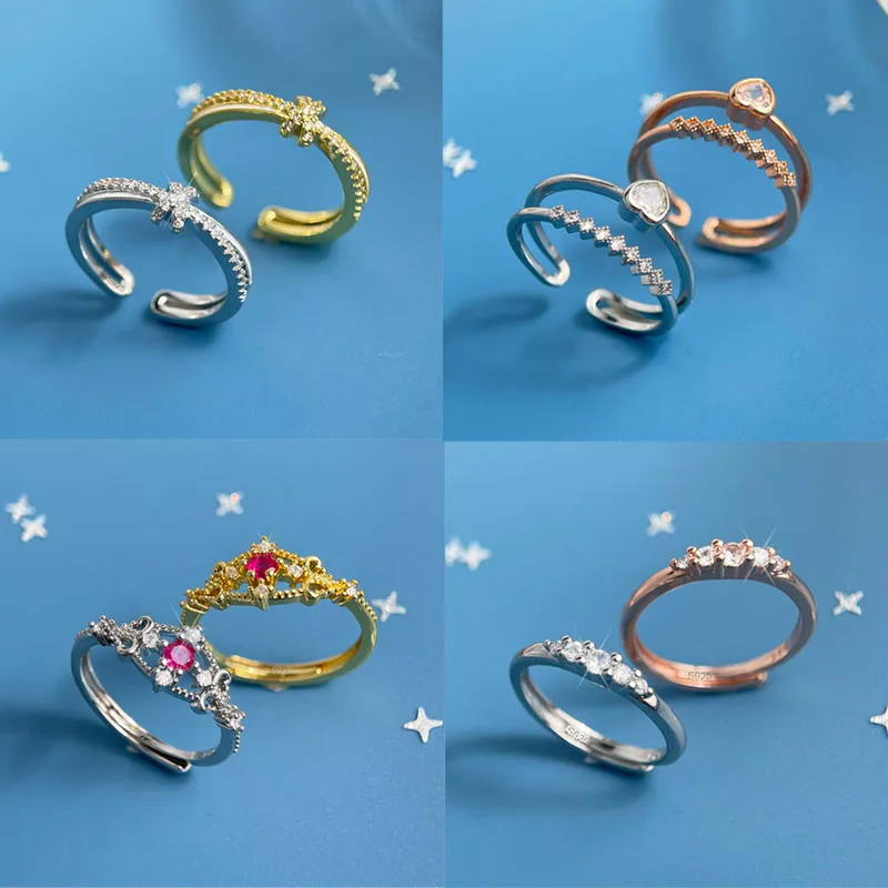 

Кольца из стерлингового серебра 925 пробы для женщин, геометрические ювелирные изделия, регулируемое сверкающее золотое кольцо с цирконом на палец для вечеринки, подарка на день рождения