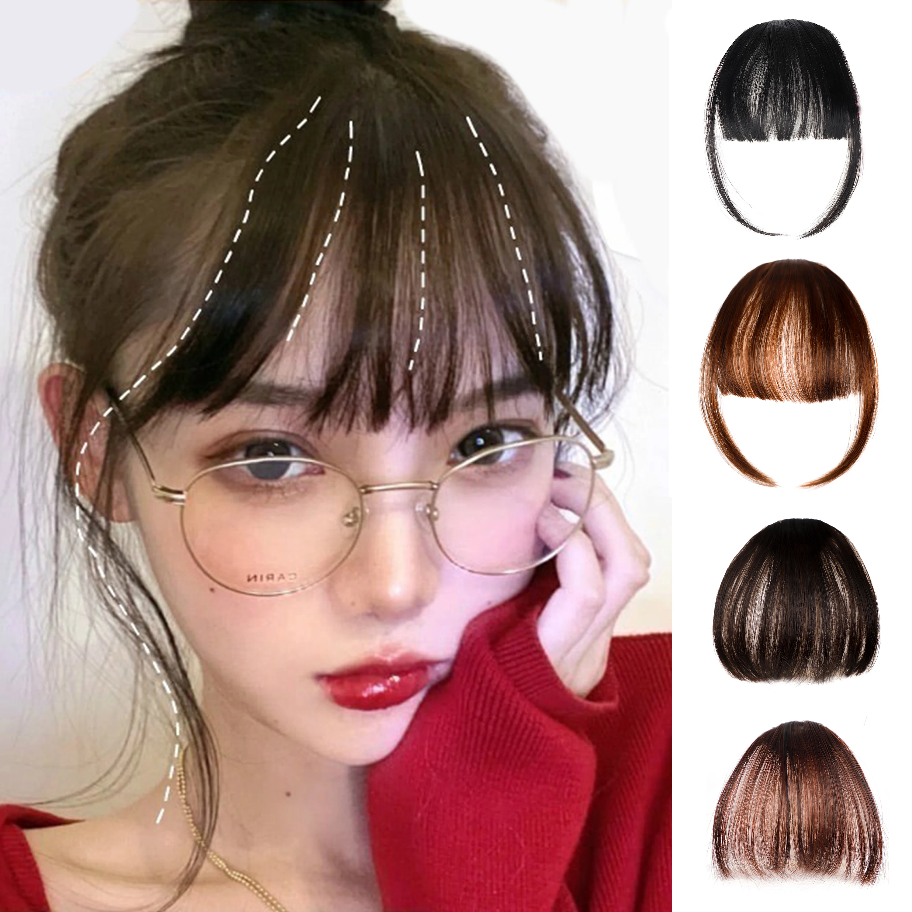 Synthetic Air Bangs Natural Short Brown Black Fake Hair Fringe Extension 1 Clip In Hairpieces Accessories For Women Girl